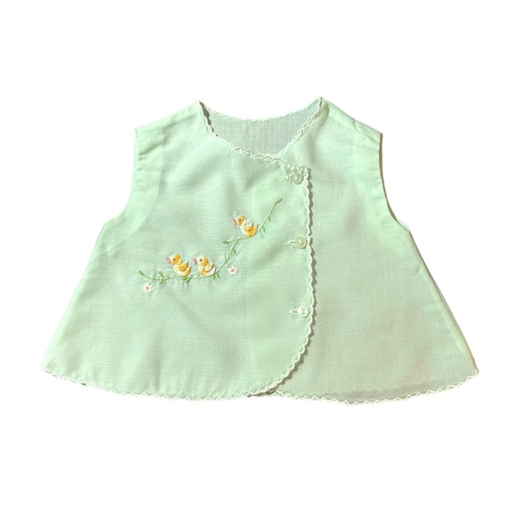 Mint Green Cotton Blend Embroidery Diaper Shirt